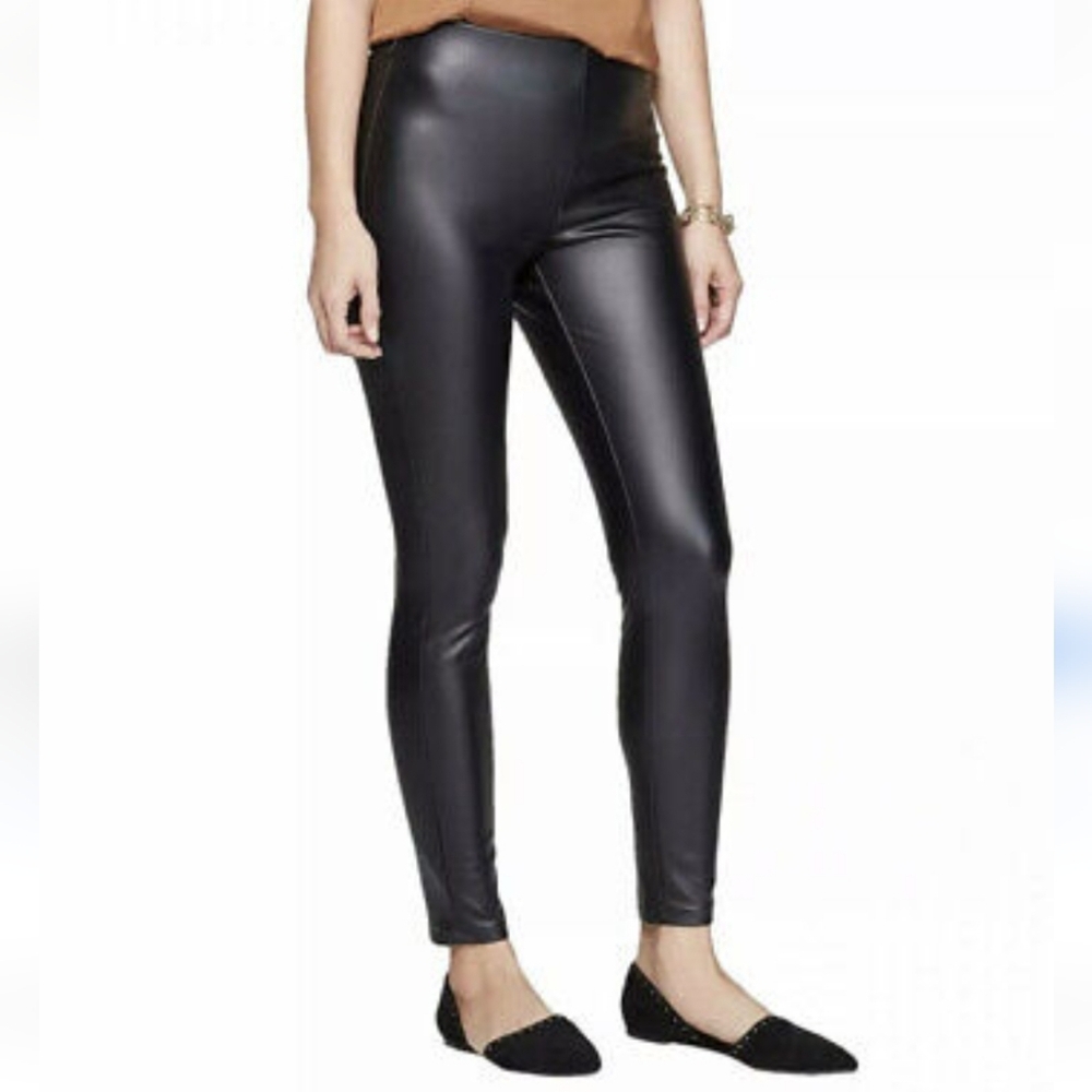 A new day  black faux leather leggings size Small